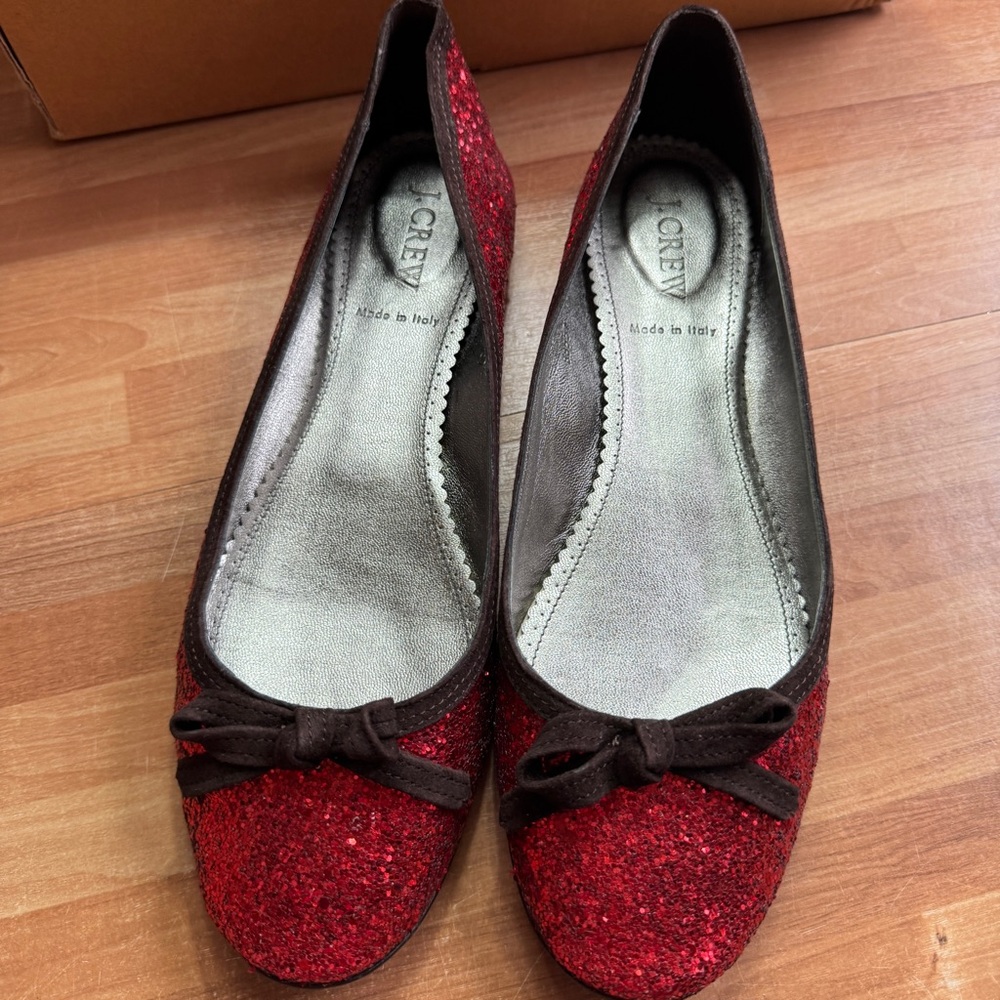 J.Crew ballet flats glitter flame red sparkle flat shoes wizard of oz size 8.5 - Picture 6 of 12